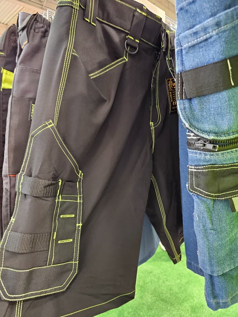 Workwear cargo shorts on showroom rail for uniform programmes