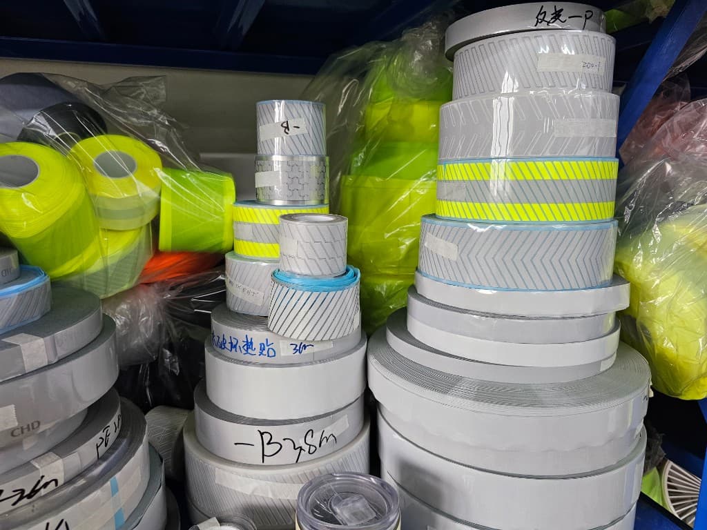 Reflective tape inventory ready for hi-vis garment application