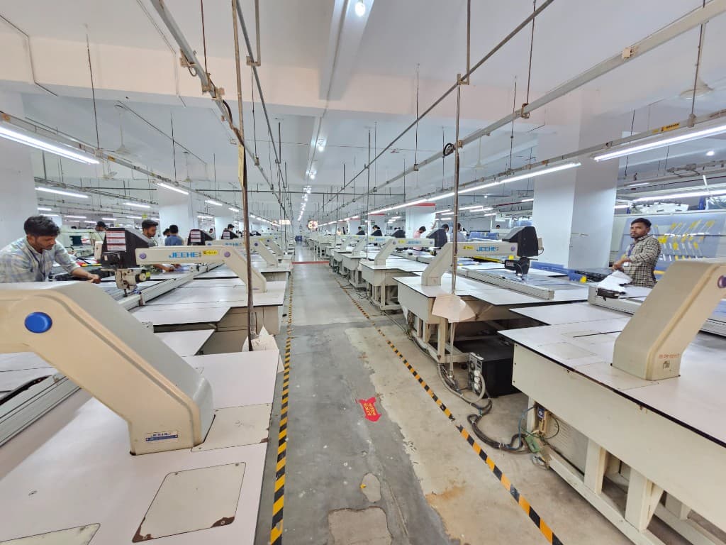 Outerwear cutting and assembly on Bangladesh factory production line
